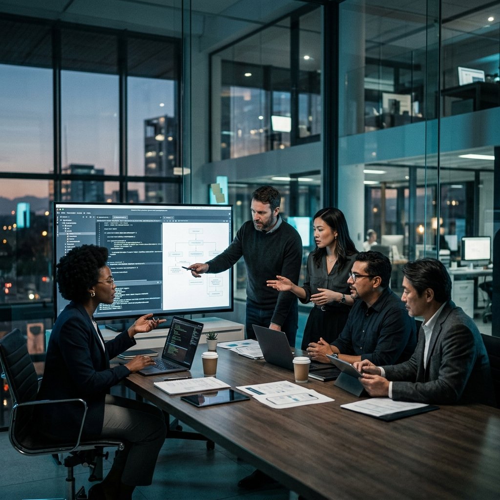 The CodeScrapers engineering team collaborating